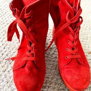 Red heel boots